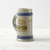 Cute happy kawaii hamburger cartoon bierpul (Voorkant links)
