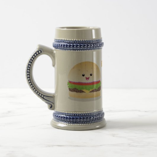 Cute happy kawaii hamburger cartoon bierpul (Links)