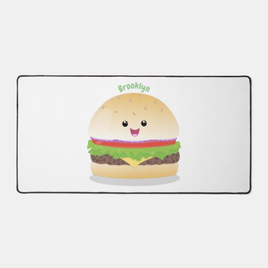 Cute happy kawaii hamburger cartoon bureaumat (Voorkant)