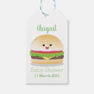 Cute happy kawaii hamburger cartoon cadeaulabel