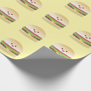 Cute happy kawaii hamburger cartoon cadeaupapier
