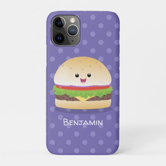 Cute happy kawaii hamburger cartoon Case-Mate iPhone case (Achterkant)