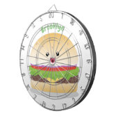 Cute happy kawaii hamburger cartoon dartbord (Voorkant Rechts)