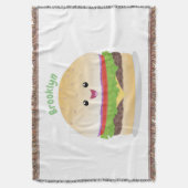 Cute happy kawaii hamburger cartoon deken (Voorkant Verticaal)