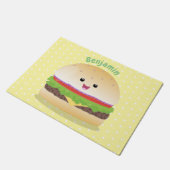 Cute happy kawaii hamburger cartoon deurmat (Schuin)