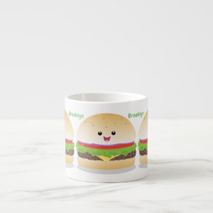 Cute happy kawaii hamburger cartoon espresso kop