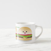 Cute happy kawaii hamburger cartoon espresso kop (Rechts)
