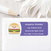Cute happy kawaii hamburger cartoon etiket (Insitu)