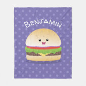 Cute happy kawaii hamburger cartoon fleece deken (Voorkant)