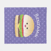Cute happy kawaii hamburger cartoon fleece deken (Voorkant (Horizontaal))