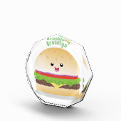 Cute happy kawaii hamburger cartoon fotoblokken (Rechts)