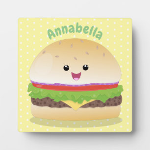 Cute happy kawaii hamburger cartoon fotoplaat