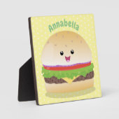Cute happy kawaii hamburger cartoon fotoplaat (Voorkant)
