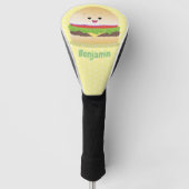Cute happy kawaii hamburger cartoon golfheadcover (Voorkant)