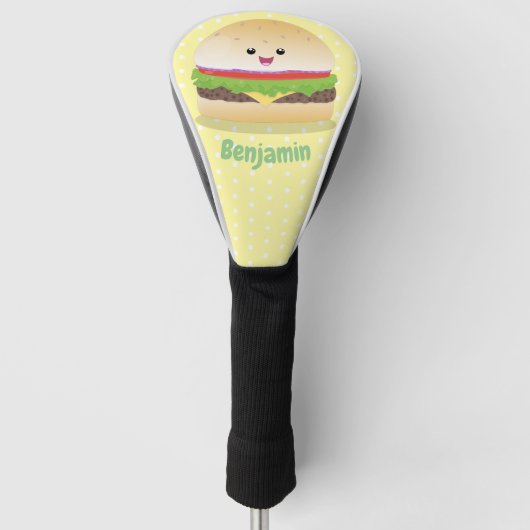 Cute happy kawaii hamburger cartoon golfheadcover (Voorkant)
