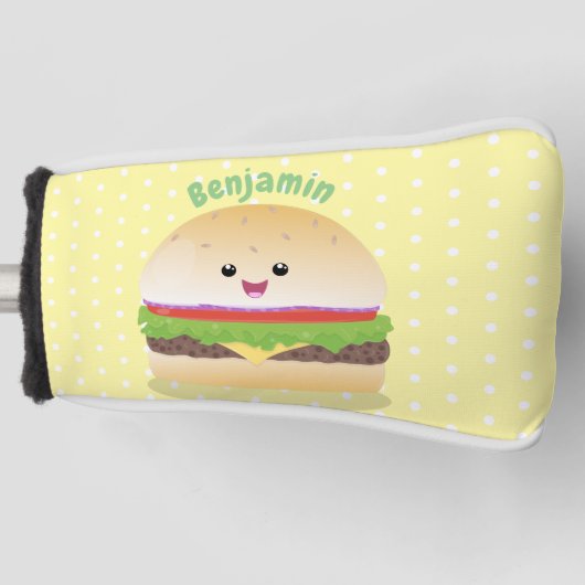 Cute happy kawaii hamburger cartoon golfheadcover (Voorkant)