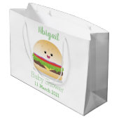 Cute happy kawaii hamburger cartoon groot cadeauzakje (Achterkant Gekanteld)