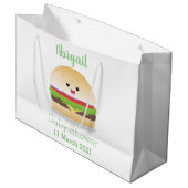 Cute happy kawaii hamburger cartoon groot cadeauzakje (Voorkant Gekanteld)