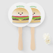Cute happy kawaii hamburger cartoon handwaaier (Voorkant en achterkant)