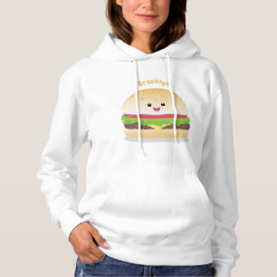 Cute happy kawaii hamburger cartoon hoodie