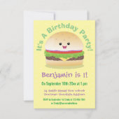 Cute happy kawaii hamburger cartoon kaart (Voorkant)