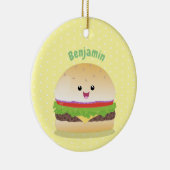 Cute happy kawaii hamburger cartoon keramisch ornament (Rechts)