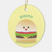 Cute happy kawaii hamburger cartoon keramisch ornament (Links)
