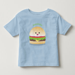 Cute happy kawaii hamburger cartoon kinder shirts