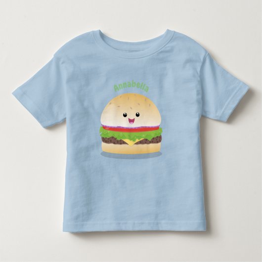 Cute happy kawaii hamburger cartoon kinder shirts (Voorkant)