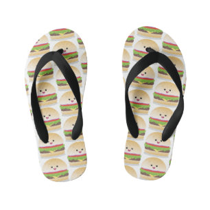 Cute happy kawaii hamburger cartoon kinder teenslippers