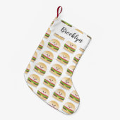 Cute happy kawaii hamburger cartoon kleine kerstsok (Voorkant (Hangend))