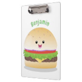 Cute happy kawaii hamburger cartoon klembord (Links)