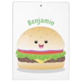 Cute happy kawaii hamburger cartoon klembord (Achterkant)