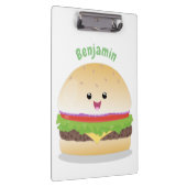 Cute happy kawaii hamburger cartoon klembord (Rechts)