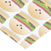 Cute happy kawaii hamburger cartoon korte tafelloper (Hoek)