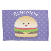 Cute happy kawaii hamburger cartoon kussensloop (Voorkant)