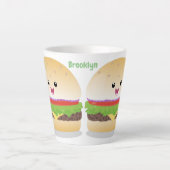 Cute happy kawaii hamburger cartoon latte mok (Voorkant)
