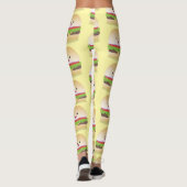 Cute happy kawaii hamburger cartoon leggings (Achterkant)