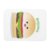Cute happy kawaii hamburger cartoon magneet (Horizontaal)