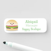 Cute happy kawaii hamburger cartoon naamplaatje (In situ)