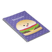 Cute happy kawaii hamburger cartoon notitieboek (Rechterzijde)