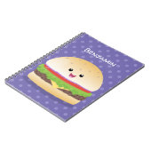 Cute happy kawaii hamburger cartoon notitieboek (Linkerzijde)
