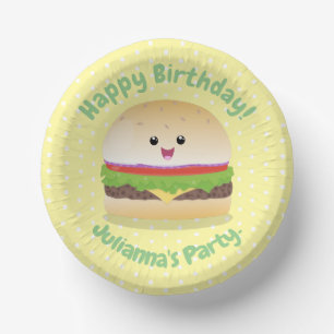 Cute happy kawaii hamburger cartoon papieren kommen