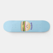 Cute happy kawaii hamburger cartoon persoonlijk skateboard (Horizontaal)