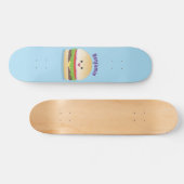 Cute happy kawaii hamburger cartoon persoonlijk skateboard (Horizontaal)