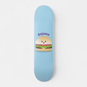 Cute happy kawaii hamburger cartoon persoonlijk skateboard