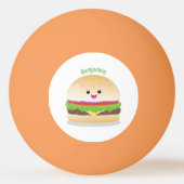 Cute happy kawaii hamburger cartoon pingpongbal (Achterkant)