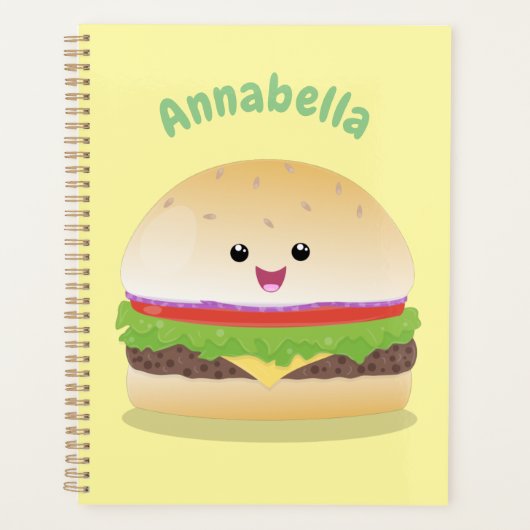 Cute happy kawaii hamburger cartoon planner (Voorkant)