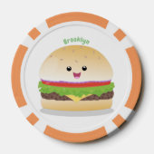 Cute happy kawaii hamburger cartoon poker chips (Achterkant)