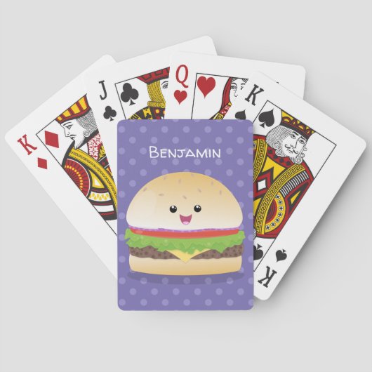 Cute happy kawaii hamburger cartoon pokerkaarten (Achterkant)